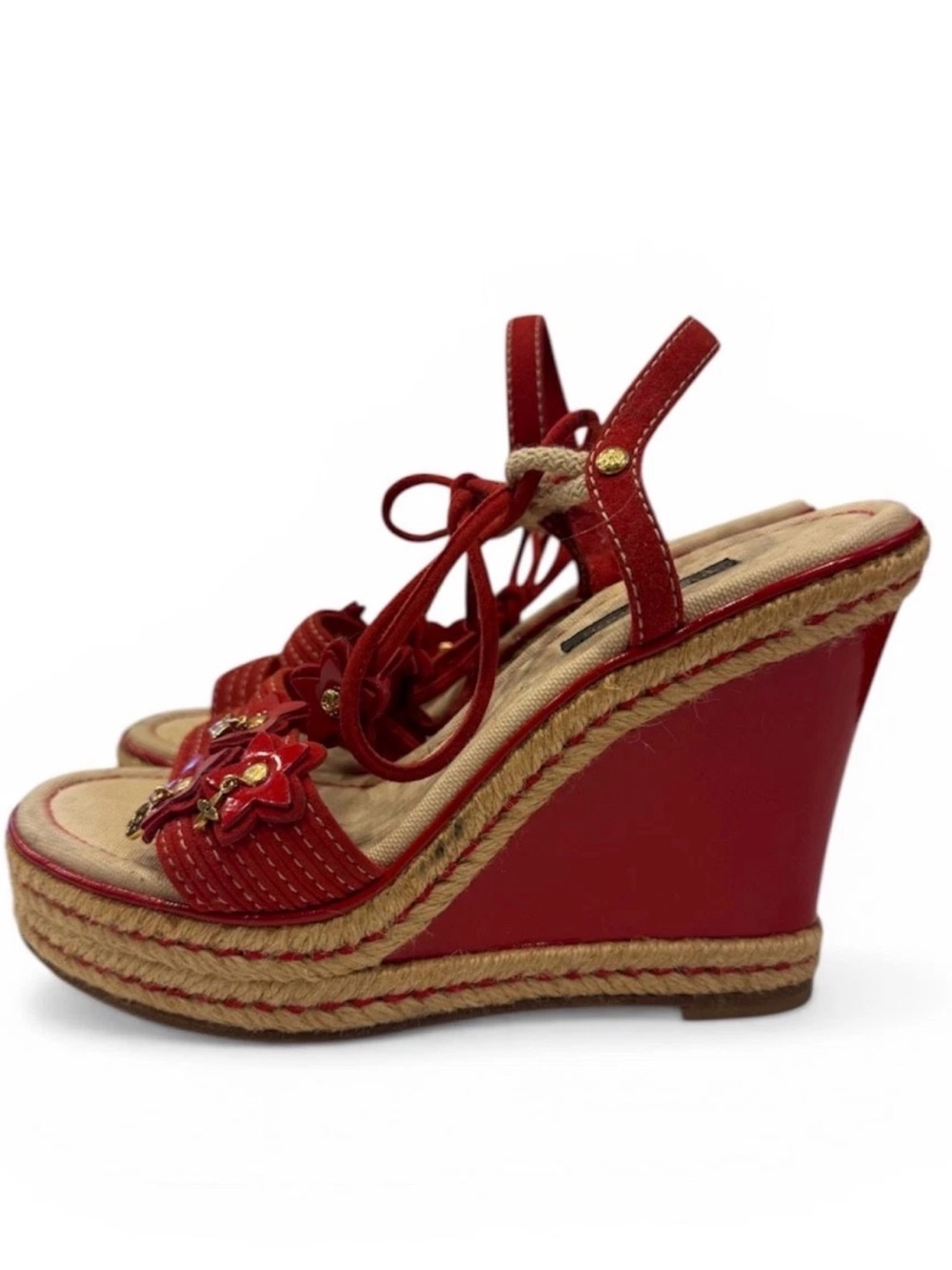 Authentic Vintage Louis Vuitton Idylle Charms Espadrille Wedge Sandals